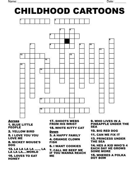 animated character crossword clue.